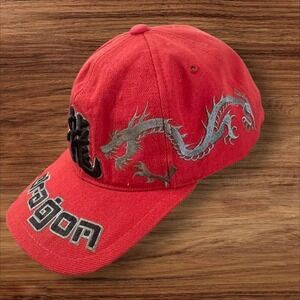 Red Dragon Embroidered Baseball Cap Mega USA Gothic Graphic Hat‎
